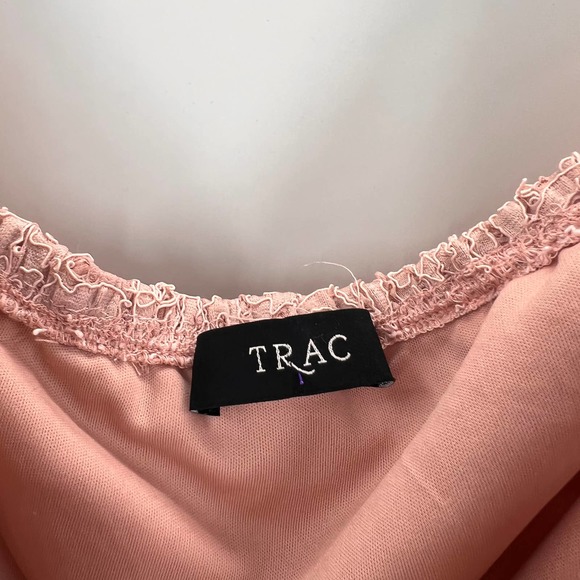 Trac Light Pink Lace Off Shoulder Sweetheart Neckline Mini Dress Layered Small - Picture 3 of 7